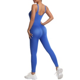 Vigorix - overol para mujer con control de abdomen, cuerpo completo acanalado de una pieza para comodidad durante todo el día, Azul, S