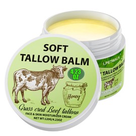 LPETWALK 4.2 oz Whipped Beef Tallow and Honey Balm - Organic Grass Fed Beef Tallow for Face Skin - Beef Tallow Face Cream - Natural Tallow Face Moisturizer - Moisturizer Body Skin Care for All Skin