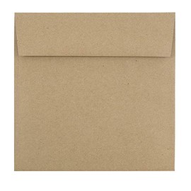 JAM PAPER Square Invitation Envelopes - 165.1 x 165.1 mm (6.5" x 6.5") - Brown Kraft Paper Bag - 100/Pack