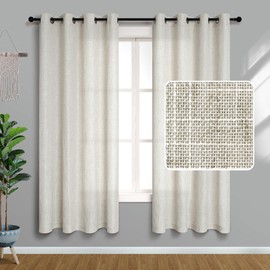 72 Inch Length Linen Curtains for Bedroom 2 Panel Set Natural Crude Tan Beige Flax Rustic Textured Light Filtering Semi Blackout Sheer Farmhouse Style Living Room Curtains for Windows