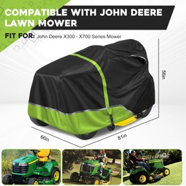 LP93647 Riding Lawn Mower Cover Compatible with John Deere X300 - X700 2007-2015 Tractors, 420D Oxford Sun Dust Water Resistant All Weather Outdoor Protection with Elastic Cord & Storage Bag (LP93647)
