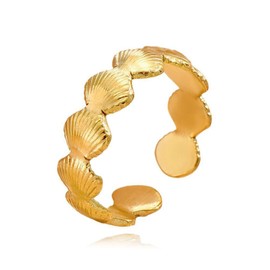 Dtexhif Gold Seashell Ring Niche Seashell Open Ring Summer Rings for Women (Gold)