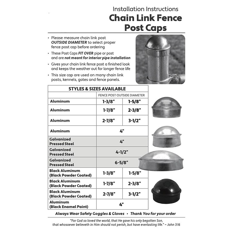 Black Powder Coated Pressed Steel 3-1/2" Chain Link Fence Post