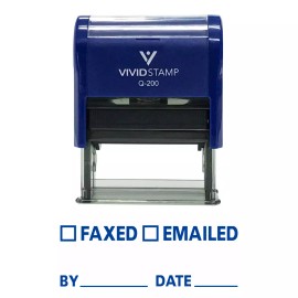 Vivid Stamp Faxed Emailed By Date Self Inking Rubber Stamp (Blue Ink) - Medium