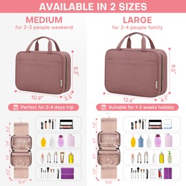 HXLGMD Travel Toiletry Bag for Women, Portable Makeup Cosmetic Bag with Hanging Hook, Travel Essentials 3 in 1 Packing Organizer Travel Bag for Accessories, Shampoo, Full-size Container, Toiletries