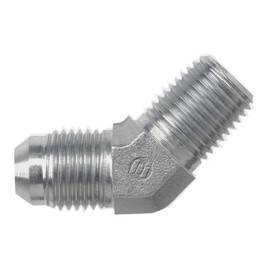 Brennan Industries 2503-08-08-FG Forged Steel 45 Degree Elbow Adapter, 3/4"-16 SAE x 1/2"-14 NPTF Thread, 1/2" Male JIC x 1/2" Male NPTF, 0.875" Flats