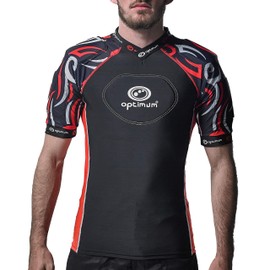 Optimum Unisex Senior Razor Protective Top - EVA Padding Protection, Rugby Approved Lightweight and Breathable Protective Top - Black/Red, Medium