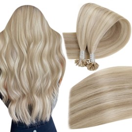 Easyouth Pre Bonded Hair Extensions Blonde Utip Hair Extensions Human Hair Ash Blonde Highlights Bleach Blonde Straight U Tip Human Hair Extensions 50g/50s 20Inch