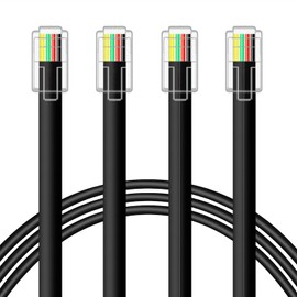 NECABLES 2Pack RJ9 Cable 1ft 4P4C Phone Cord Telephone Cable RJ9 / RJ10 / RJ22 4P4C Male to Male Straight for Both Data and Voice Black - 1 Foot