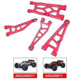 Aluminum Alloy Front & Rear Suspension Arms Set for Arrma 1/16 Mini Kraton 3S Upgrade Parts,Replace #ARA-2674#ARA-2675 (Red)