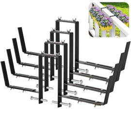 Adnee Set of 4 Double Sided Planter Box Brackets-Adjustable Window Boxes Flower Brackets-Railing Planters Box Brackets for Garden Balcony Window Fence Stairs