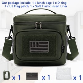 FlowFly Tactical Lunch Bag Large Insulated Lunch Box Cooler Tote for Men, Women with MOLLE/PALS Webbing (Army#Green, Medium)