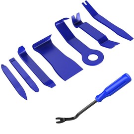 HGGWZWIF 8pcs Kit de Herramientas para Quitar Molduras de Auto, No Scratch Plastic Metal Pry Kit, Interior del Panel de Puerta Clip Fijación de Eliminación de Set para Radio Audio Instalación (Azul)