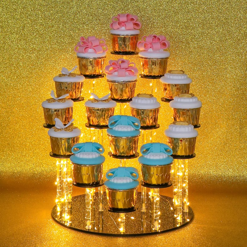 DIWNELEM 16 Tier Acrylic Cupcake Stand Display Riser Holder for