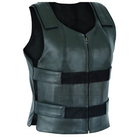 Women Bullet Proof style Leather Motorcycle Vest bikers Club Tactical Vest Ammo (as1, alpha, 5x, regular, regular)