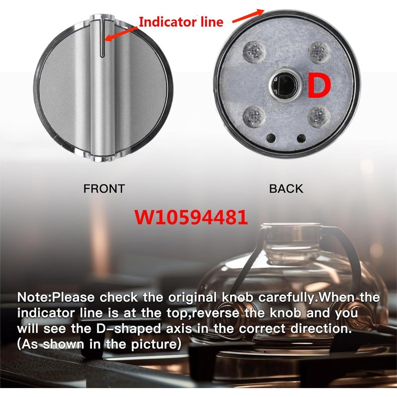 Walmine W10594481 Stove Burner Control Knobs Replacement for Whirlpool, Replaces