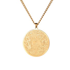 EUEAVAN Islamic Ayatul Kursi Necklace Allah Pendant Quran Protection Asma - Ul - Husna Necklace Arabic Calligraphy Script Islam Eid Ramadan Gift Muslim Religious Jewelry Women Men (gold)