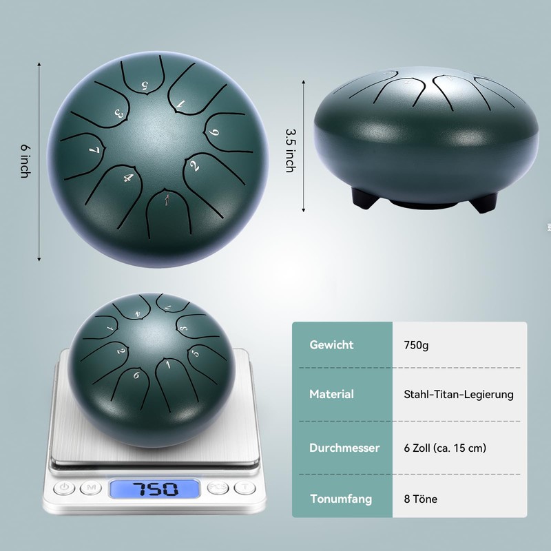 Tongue Drum 6 Inch 8 Tone Steel Tongue Drum Handpan