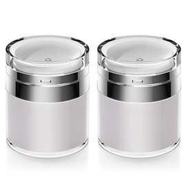 Airless Pump Jars, 1.7 oz Pump Dispenser, Acrylic Lotion Dispenser for Thick Moisturizer, Skincare Cream, Travel Lotion Container (2 Pack)