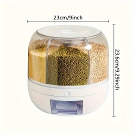 Grain storage container rotary separator sealed jar food-grade transparent storage round kitchen rice bucketcolor: Transparent, size: Medium