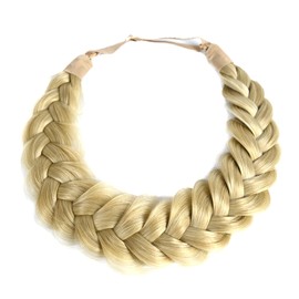 STHEJFB Braid Headband 2 Strands Messy Classic Chunky Plaited Wide Braids Elastic Stretch Quality Synthetic Braided Headband Women Girl Bohemian Hair Braid 65g (Light Beach)