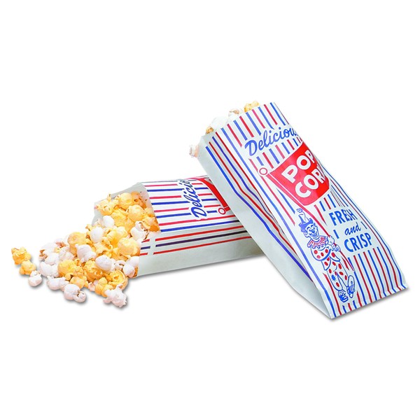 Bagcraft 300471 Pinch-Bottom Paper Popcorn Bag 8"x4"x1.5" (Case of 1000)