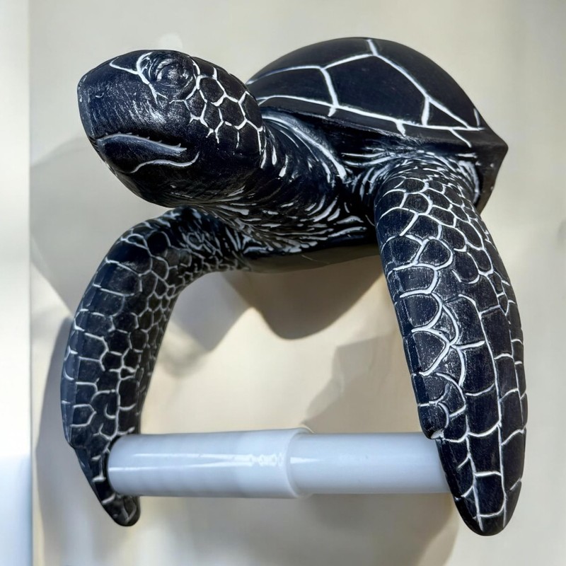 Sea Turtle Wall Mount Toilet Paper Roll Holder Rustic Nautical