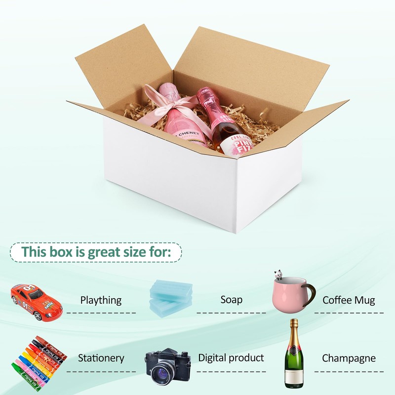 Eupako 10x7x5-Small-Shipping-Boxes-30-Pack-White-Corrugated-Box-Mailers, Cardboard Boxes for Packaging Small Business, Mailing |