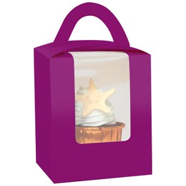 Gcardist Deep Purple Cupcake Boxes Individual Cupcake Holders Disposable 25pcs Single Cupcake Boxes with Window 9.4x9.4x11.6cm Cupcake Containers (3.7 * 3.7 * 4.5 inch)