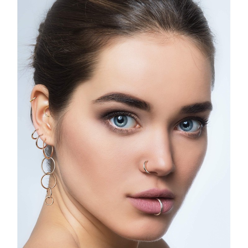 365 Sleepers レディース 1ペア チタン 16G（レギュラー）ヒンジ付きセグメント リング フープ イヤリング スリーパーボディ