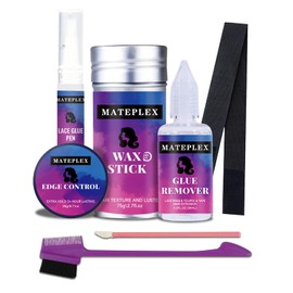 7 PCS Wig Travel Kit for Lace Front Wigs, Lace Wig Glue Pen & Remover/Hair Wax Stick/Edge Control Gel/Lace Melting Band/Edge Brush/Small Cotton Swab - Wig Accessory Essentials Kit