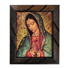 Mrcjsales Our Lady of Guadalupe Mc image rustic picture frame, imagen Virgen de Guadalupe Mc Cuadro rustico, Oil painting, 24''x36'', 13''x18'', 10''x12'' inches, religious art image, Home decor, wall decor, church events, catholic gifts (Small - 10"x12"