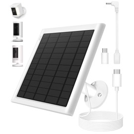 Solar Panel for Ring Camera, 8W Solar Panel Charger Compatible with Ring Stick Up Cam/Pro Battery, Spotlight Cam/Pro/Plus Battery, Includes Barrel Plug to USB-C Adapter, IP65 Waterproof, 10ft Cable