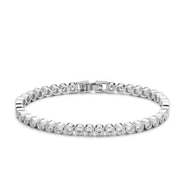 TINGN Silver Gold Tennis Bracelet Women's 14K Gold-Plated Cubic Zirconia Bracelet Elegant Classic 3 mm Round Cut Bracelet Jewellery Gift for Women, Copper