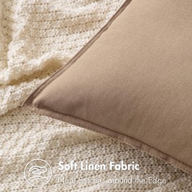 MIULEE Pack of 2 Khaki Pillow Covers 18x18 Inch Decorative Couch Throw Pillow Covers Linen Cushion Covers Set Modern Farmhouse Home Decor for Sofa Living Room Bed