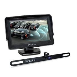 Backup Camera and Monitor System, License Plate Rear View Camera IP68 Waterproof and 4.3 inch Display for Car/Van/Pickup/SUV/Truck etc.