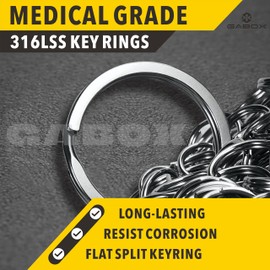 GABOX 12 Pcs Medical-Grade 316L Stainless Steel Key Rings, Ideal for Marine Enthusiasts Pet Accessories Dog Tag Home Car Keys DIY Craft Attachment (316LSS 35mm total 12pcs)