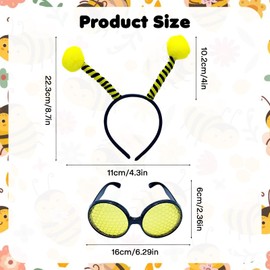 LXONTSG Bee Headband Set, 2 Pieces Bee Party Headband, Bee Costume Women, Bee Headband Children, Bee Party Headband Set, Bee Headband for Children and Adults, Carnival Costume Accessories