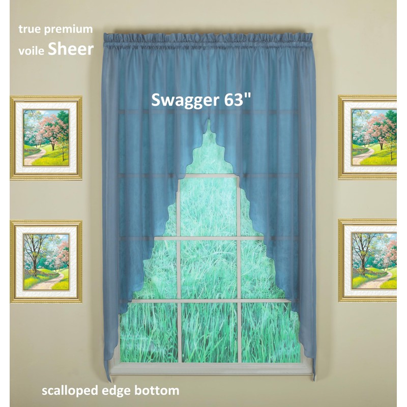 Today's Curtain Emelia Original Voile Swagger Pair 63", Wedge Blue,