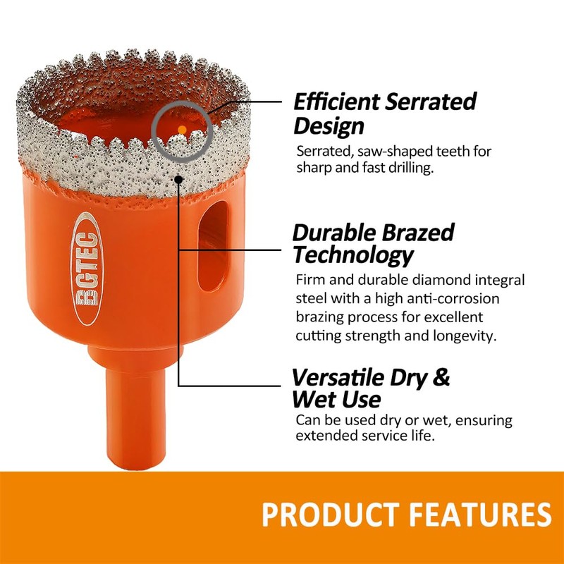 Dry Diamond Core Drill Bits,BGTEC 1pc 1-1/8" Diamond Hole Saw