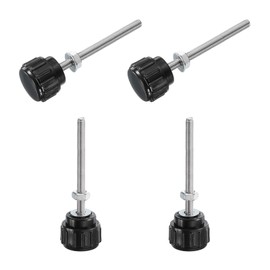 uxcell 4 Sets Knurled Knobs Thumb Screws with Nuts Washers, Metric M3 x 35mm Male Thread 14mm Plastic Head, 304 Stainless Steel Stud Hand Knobs Clamping Thumbscrews Handles, Black