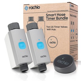 Rachio Smart Hose Timer (2 Valves + 1 WiFi Hub) – App-Controlled Outdoor Faucet Timer, Quick Install & Scheduling, Expandable System