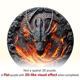 WOODBESTS Wooden Puzzles for Adults-3D Dragon, 100 Pieces Wood Puzzle (S-8.5 * 8.5in), Premium Art Shape Wooden Animal Jigsaw Puzzles, for Men/Women & Family Game Night
