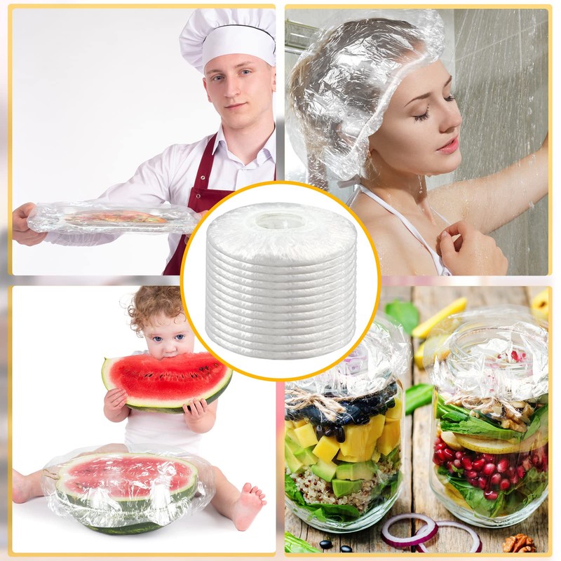 Cunhill 200 Pcs 5 Size Plastic Bowl Covers Bulk, Reusable