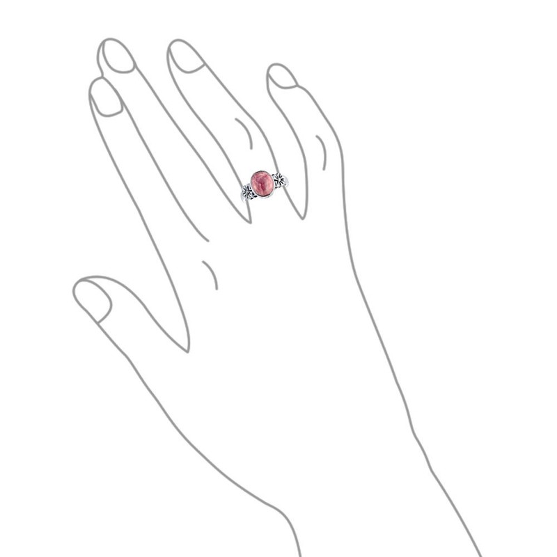 Bezel Set Two Tone Compressed Pink Rhodochrosite Statement Ring Band