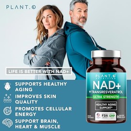 Suplemento NAD de alta pureza (500 mg de 95% de NAD Pura Plus) con resveratrol - NMN y ribósido de nicotinamida alternativa para energía, antienvejeci