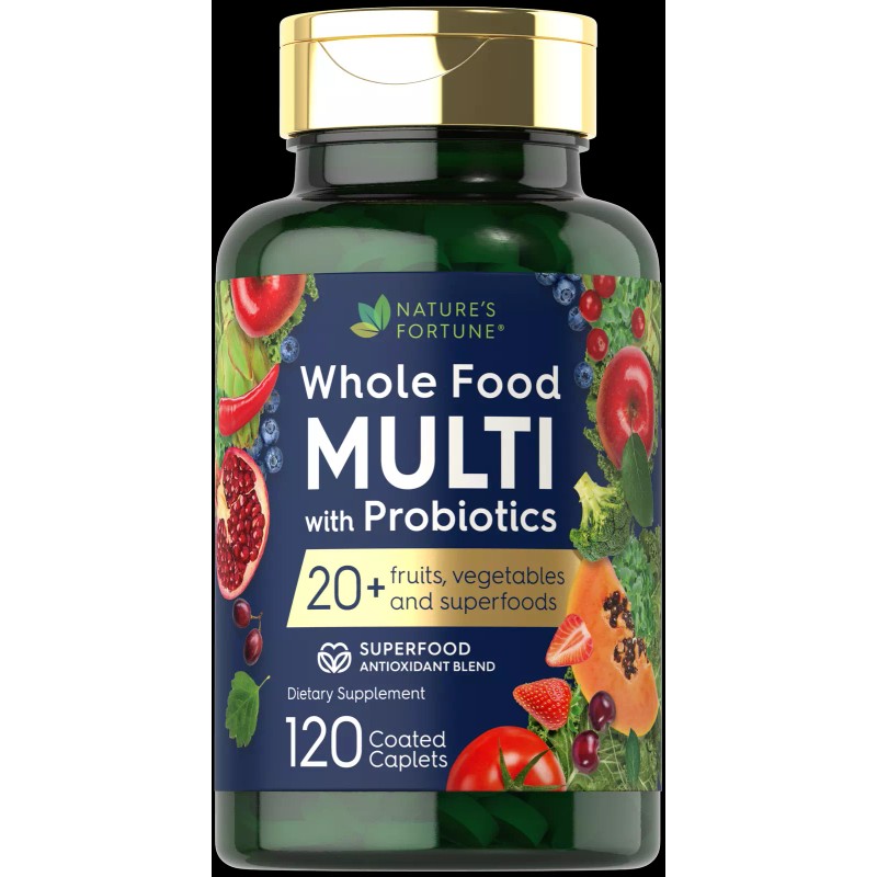 Nature's Fortune Whole Food Multivitamin with Probiotics | 120 Caplets