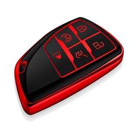 Tukellen for Chevy Key Fob Cover Soft TPU Full Protection Key Case Compatible with 2022 2023 2024 Silverado 1500 GMC Sierra 1500, 2024 Silverado Sierra 2500HD 3500HD (Red, 5 Buttons)