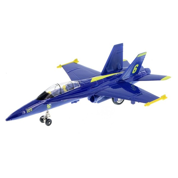 Playmaker Toys United States Navy Blue Angels F/A-18 Super Hornet Fighter Jet 9inch Die Cast Metal Model Toy w/Pullback Action