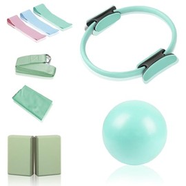 Genérico Pilates Essential Kit - Yoga Kits for Home Workout, with Pilates Ring and Ball Set, Resistance Bands For Toning Arms, Thighs/Legs & Core, Yog